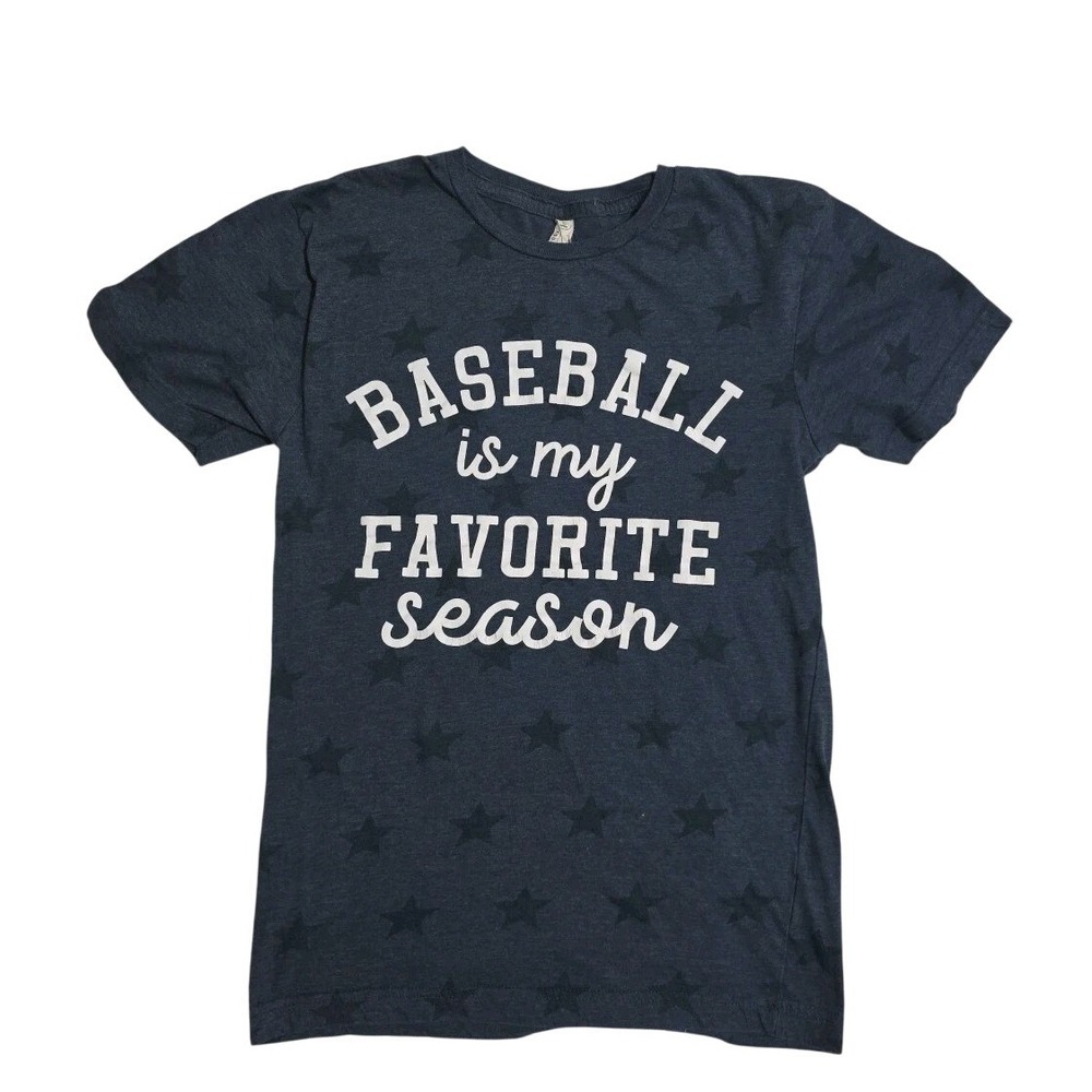 Baseball tshirt, baseball is my favorite season, Dark Blue White, game day, Star